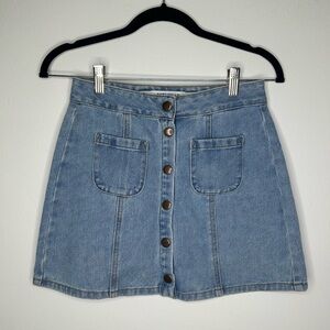 Brandy Melville Jean Denim Mini Skirt Bruce Button Front  Size 25